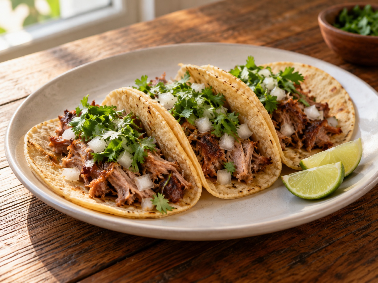 Carnitas tacos on a plate (AI sample photo)